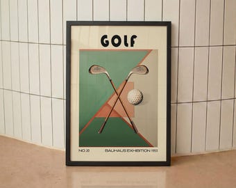 Vintage Golf Print: Bauhaus Exhibition, Mid-Century Modern Sport Decor