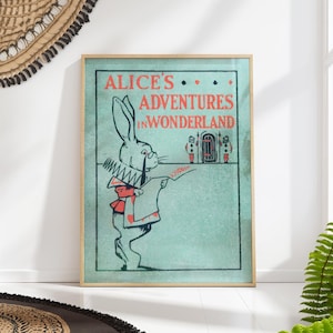 Alice in Wonderland Book Cover Print, Vintage Literary Art, Classic Children's Story Poster, Lewis Carroll Decor