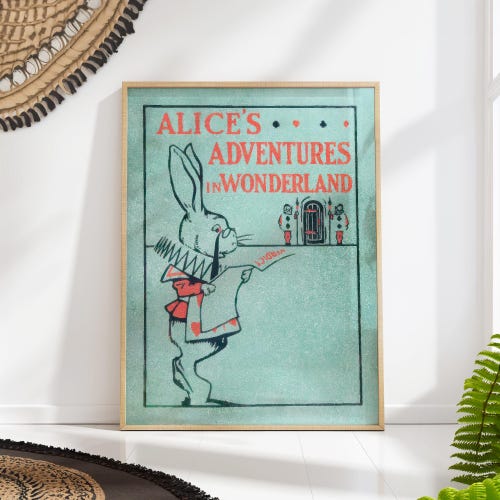 Alice in Wonderland Book Cover Art Print: Vintage Children's Decor