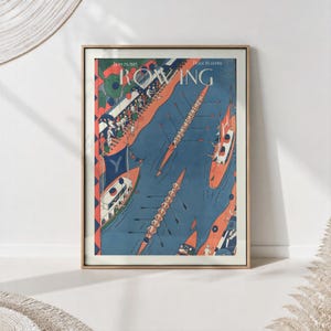 Retro Rowing Cover Print | Mid-Century Sports Wall Art