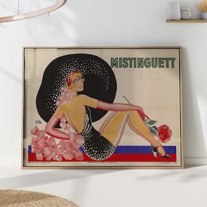 Mistinguett French Fashion Poster - Art Deco Summer Wall Art - Vintage Cabaret Print - Chic Parisian Decor - Retro Glamour Poster