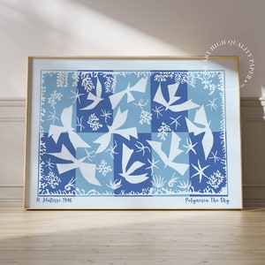 Blue Henri Matisse Print Polynesia the Sky Mid Century Modern Wall Art Abstract Poster 1946