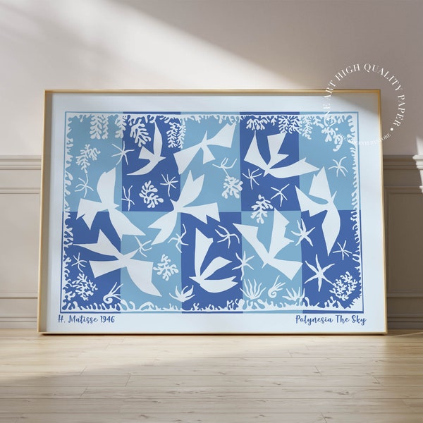 Blue Henri Matisse Print Polynesia the Sky Mid Century Modern Wall Art Abstract Poster 1946