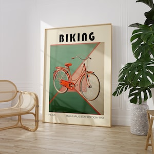 Vintage Biking Print Bicycle Poster Bauhaus Wall Art Mid Century Modern Sport Decor PRINTED on Fine Art Paper