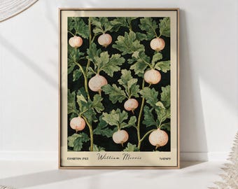 Stampa con rapa di William Morris: decorazione murale botanica in stile retrò per la cucina.