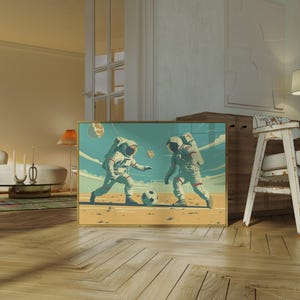 Astronaut Soccer Print: Mid-Century Modern Space Art immagine 3