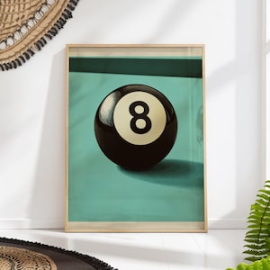 Mid Century Modern 8-Ball Pool Art Print Vintage Billiards Decor Game Room Poster PRINTED on Luxury Paper