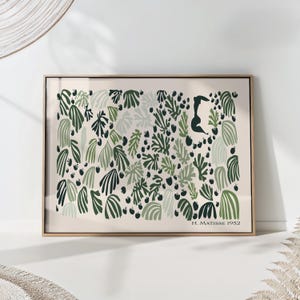Henri Matisse Print Green Mid Century Modern Wall Art Abstract Floral Poster