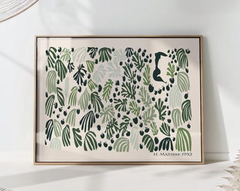 Henri Matisse Print Green Mid Century Modern Wall Art Abstract Floral Poster