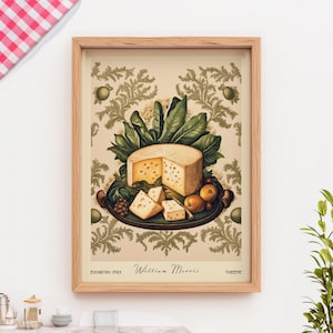 William Morris Cheese Art Print - Vintage Food Illustration Kitchen Wall Decor PRINTED on Luxury Paper