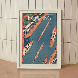 Vintage Rowing Cover Print | Mid-Century Sports Wall Art