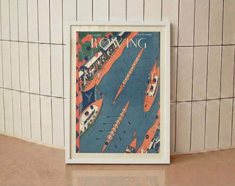 Vintage Rowing Cover Print | Mid-Century Sports Wall Art