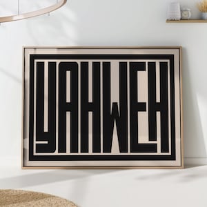 YAHWEH Christian Typography Print – Modern Minimalist Faith Wall Art – Church Home Decor