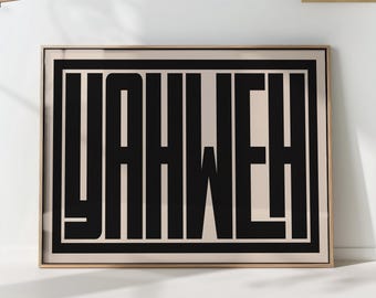 YAHWEH Christian Typography Print – Modern Minimalist Faith Wall Art – Church Home Decor