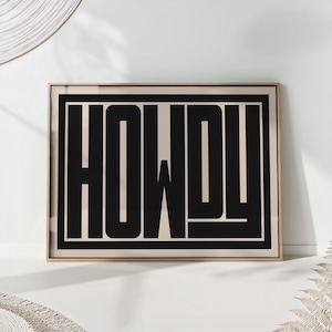 HOWDY Typography Print Modern Minimalist Wall Art Western Greeting Decor