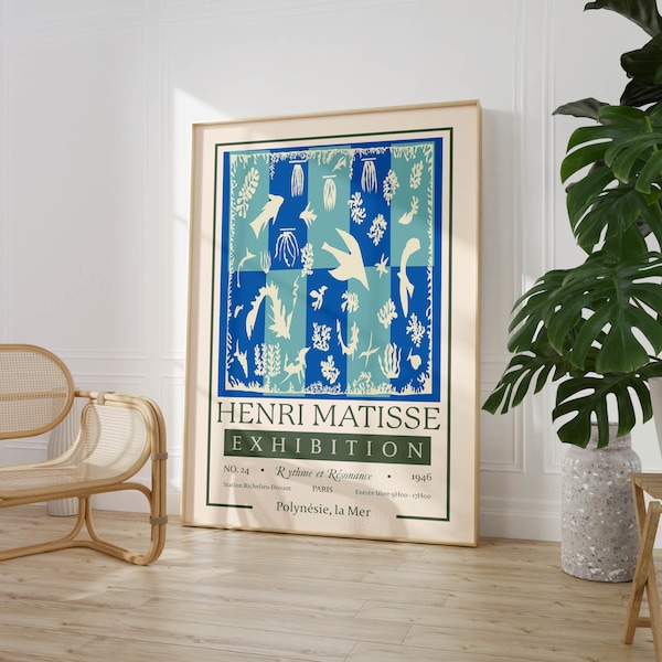 Henri Matisse Print Exhibition Poster Polynesia The Sea 1946 Mid Century Modern Wall art