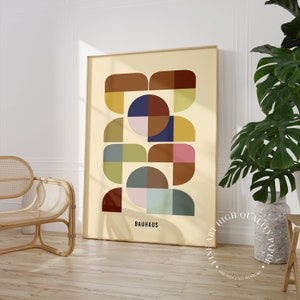 Minimalist Bauhaus Geometric Poster - Abstract Midcentury Modern Wall Art Decor