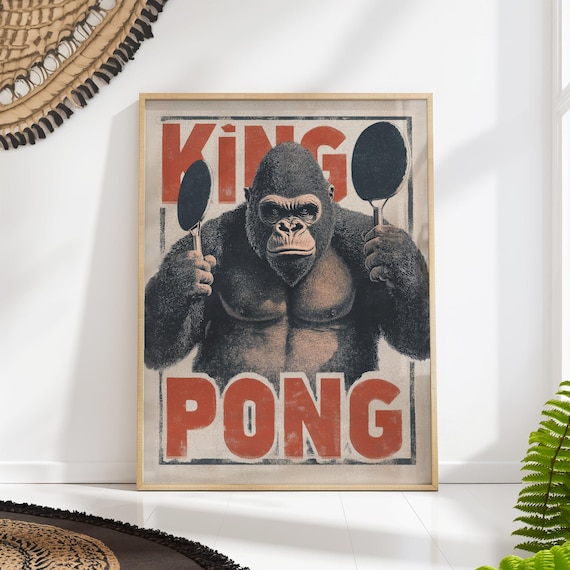 King Pong Gorilla Print: Fun Table Tennis Wall Art