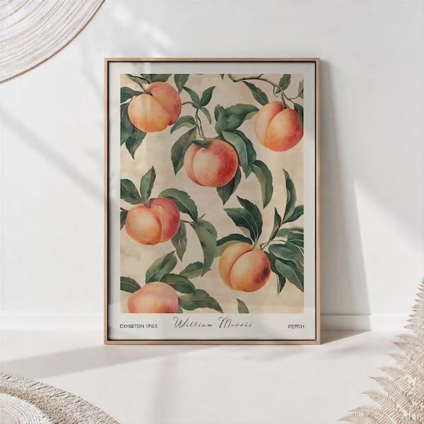 William Morris Peach Print: Botanical Fruit Exhibition Poster Wall Art
