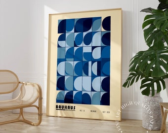 Bauhaus Art Print | Geometric Exhibition Poster, Blue Wall Decor