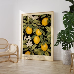 Lemon Kitchen Print William Morris Botanical Wall Art Fruit Decor PRINTED on Luxury Paper