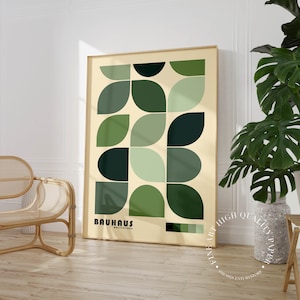 Bauhaus Poster Green Mid Century Modern Wall Art Boho Print  PRINTED on Fine Art Paper