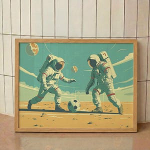 Astronaut Soccer Print: Mid-Century Modern Space Art immagine 11