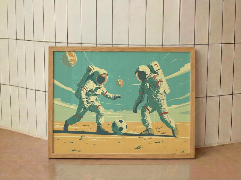 Astronaut Soccer Print: Mid-Century Modern Space Art immagine 11
