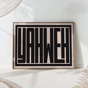 Yahweh Print: Name of God Bold Typography Christian Modern Wall Art