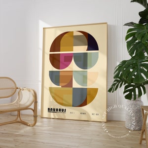 Bauhaus Print Earth Tone Boho Wall Art Midcentury Modern Geometric Poster
