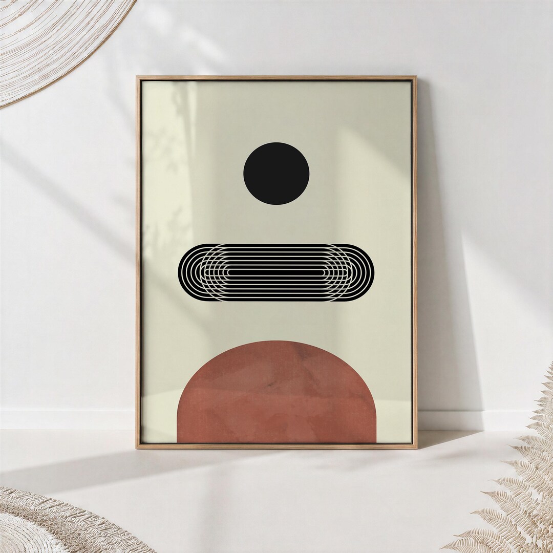 Terracotta Geometric Print: Boho Mid Century Modern Wall Art - Etsy España