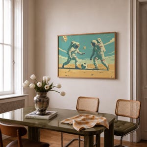 Astronaut Soccer Print: Mid-Century Modern Space Art immagine 6