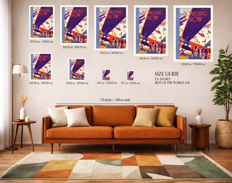 Size guide showing the available print dimensions