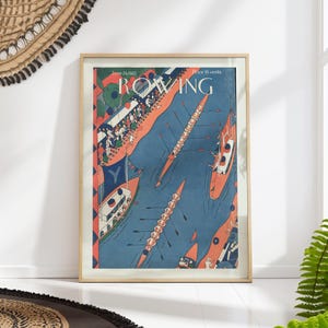Vintage Rowing Cover Print | Mid-Century Sports Wall Art