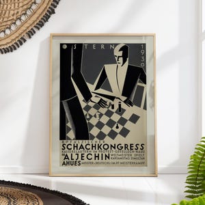 Vintage Chess Tournament Poster - Retro Game Room Decor 1930 Gift for Nerd PRINTED on Fine Art Paper