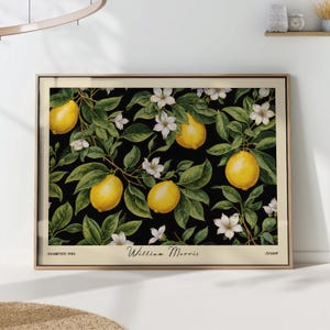 William Morris Lemon Tree Print - Vintage Botanical Art - Floral Wall Decor - Fruit Pattern Poster - Cottagecore Home Decor - Nature Art