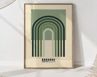 Green Bauhaus Art Print: Mid-Century Modern Geometric Poster
