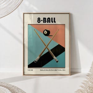 8-Ball Pool Bauhaus Art Print, Mid-Century Modern Game Room Decor