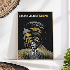 Expand Yourself Learn Poster - Vintage IT Wall Art - Motivational Office Decor - Retro Educational Print - Inspiring Quote Art