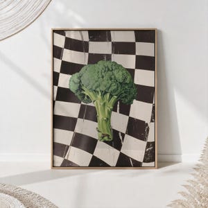 Retro Broccoli Art Print: Kitchen Food Poster