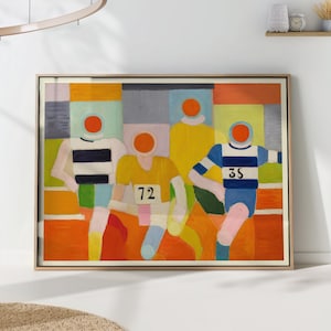 Mid Century Rugby Team Art Print - Vintage Sport Wall Decor