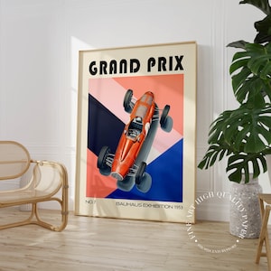 Grand Prix Poster Bauhaus Exhibition Print Art Vintage Race Car Poster PRINTED on Fine Art Paper