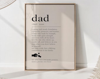 Dad Definition Print: Dictionary Quote Wall Art Fathers Day Gift for Him