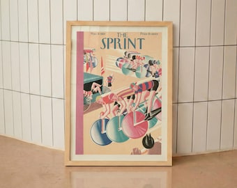 Cycling Race Vintage Poster - Mid Century Sports Art - Retro Bicycle Wall Print