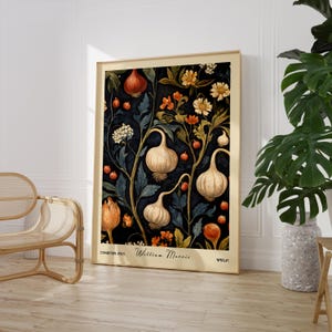 Garlic Kitchen Print William Morris Botanical Wall Art Cooking Decor PRINTED on Luxury Paper