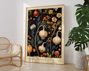 Garlic Kitchen Print William Morris Botanical Wall Art Cooking Decor PRINTED on Luxury Paper