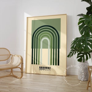 Green Bauhaus Wall Art Print Serene Geometric Poster Peaceful Mid Century Home Decor - PRINTED on Luxury Paper