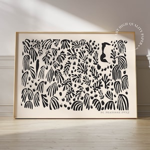 Henri Matisse Print Black White Mid Century Modern Wall Art Abstract Floral Poster Neutral Decor