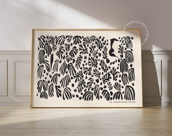 Henri Matisse Floral Print: Black White Mid Century Modern Organic Poster