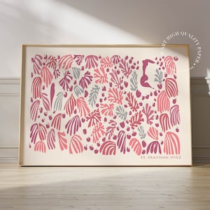Henri Matisse Print Pink Mid Century Modern Wall Art Abstract Floral Poster Romantic Decor